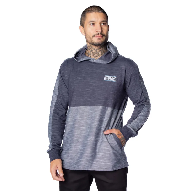 Camiseta Masculina Nicoboco com Capuz e Bolsos Marinho - M