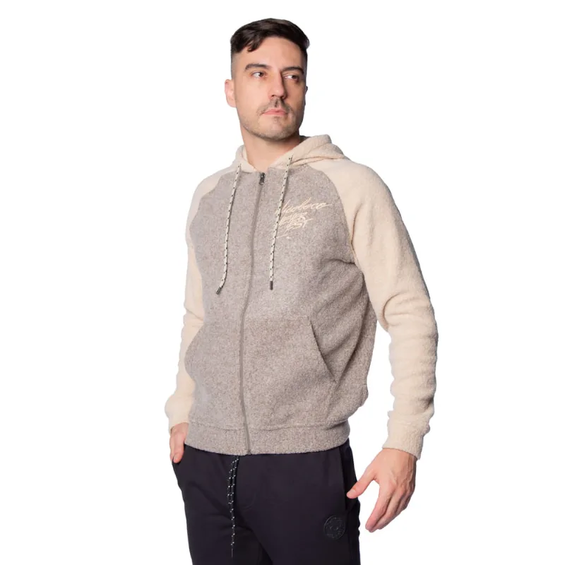 Casaco Masculino Nicoboco Peluciado com Capuz Cinza/bege - G