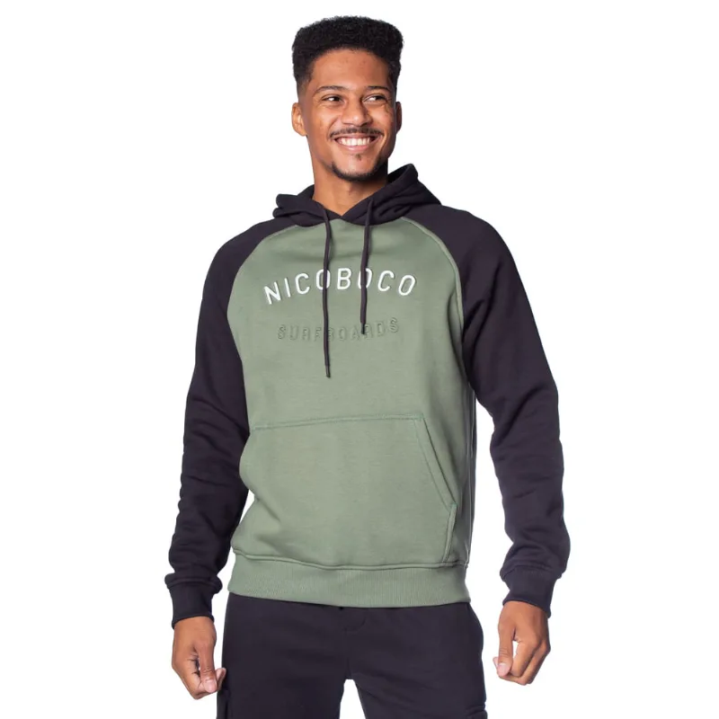 Moletom Masculino Nicoboco Raglan Com Capuz Verde/preto - G