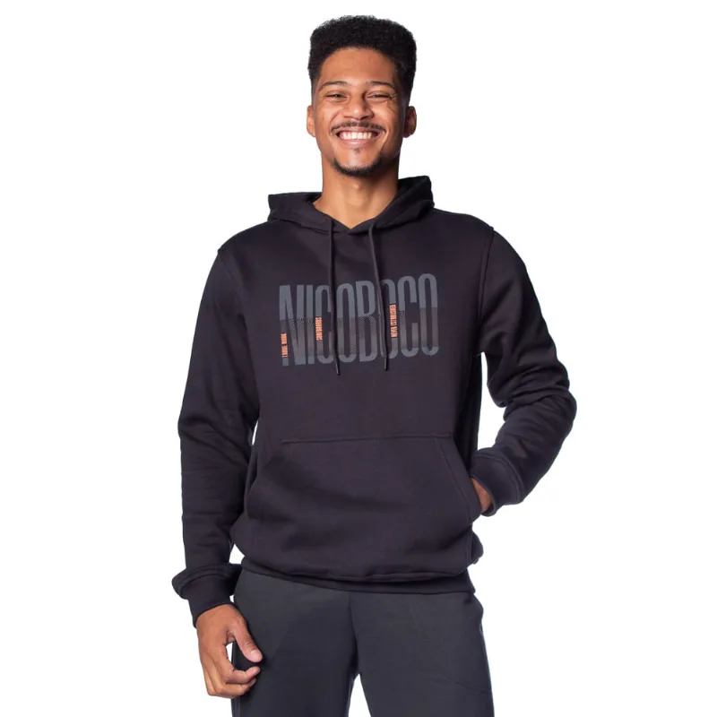 Blusão de Moletom Masculino Nicoboco Canguru Capuz Preto - P