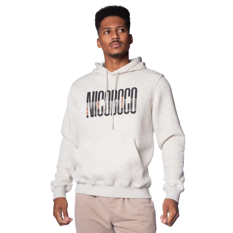 Blusão de Moletom Masculino Nicoboco Canguru Capuz Creme - M