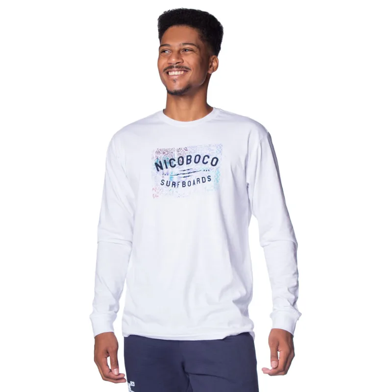 Camiseta Masculina Nicoboco Manga Longa Aiden Branco - G