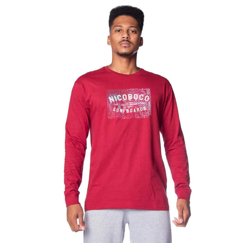 Camiseta Masculina Nicoboco Manga Longa Aiden Vermelho - P
