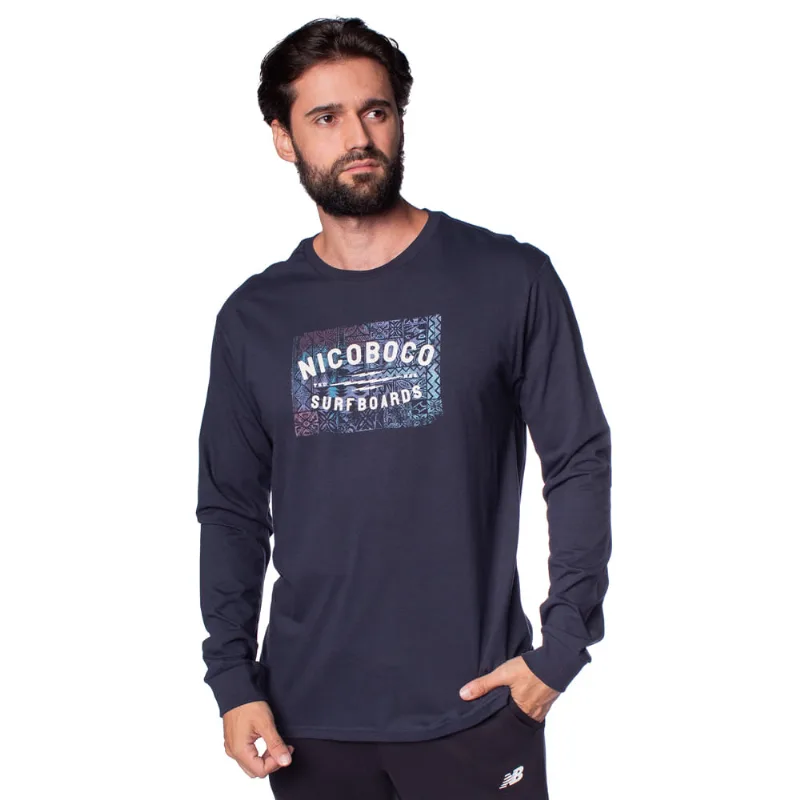 Camiseta Masculina Nicoboco Manga Longa Aiden Marinho - P