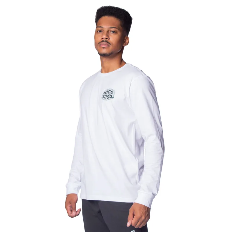 Camiseta Masculina Nicoboco Manga Longa Estampa Costas Branco - P