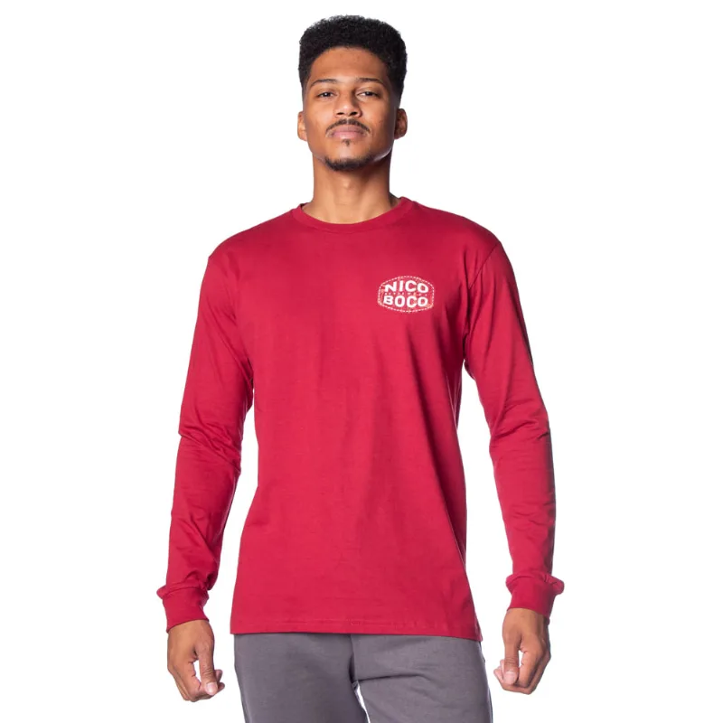 Camiseta Masculina Nicoboco Manga Longa Estampa Costas Vermelho - GG