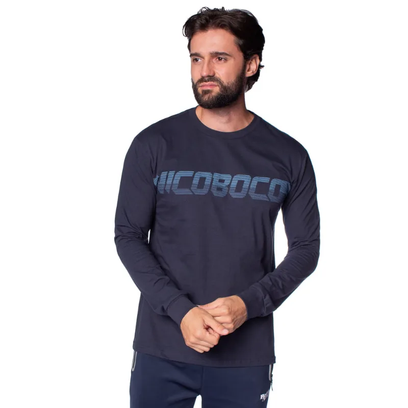Camiseta Masculina Nicoboco Manga Longa com Estampa Marinho - P