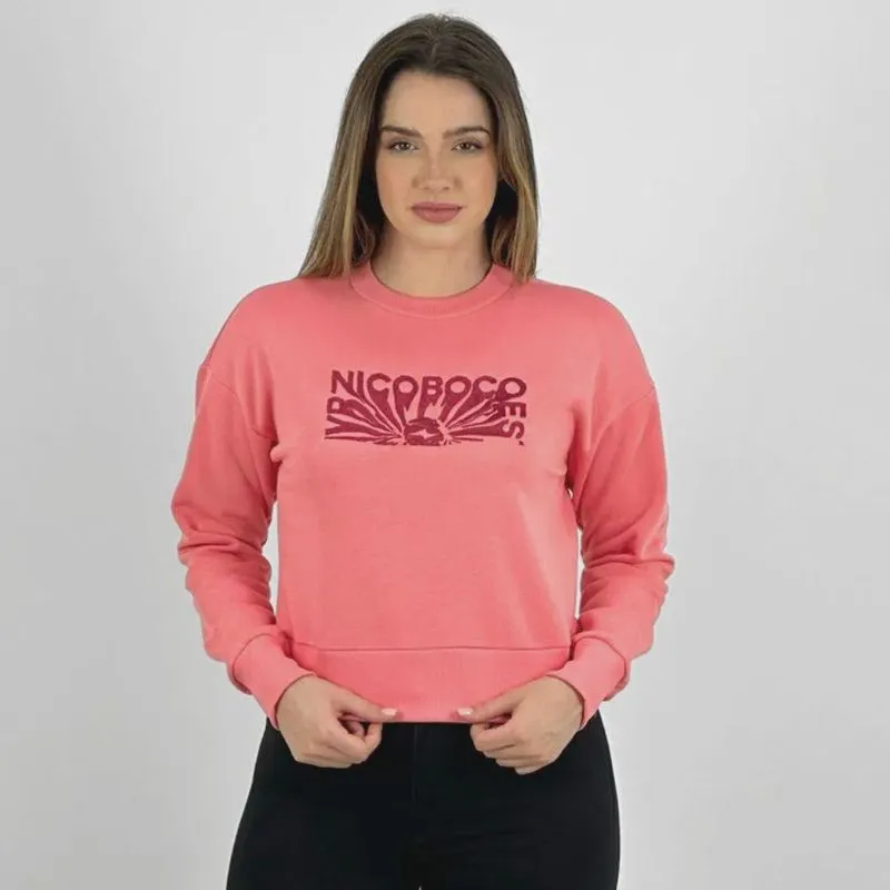 Blusa Nicoboco Moletom Cropped Fechada Feminina
