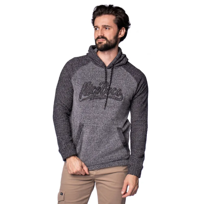 Moletom Masculino Nico Boco Canguru Preto/Cinza - GG