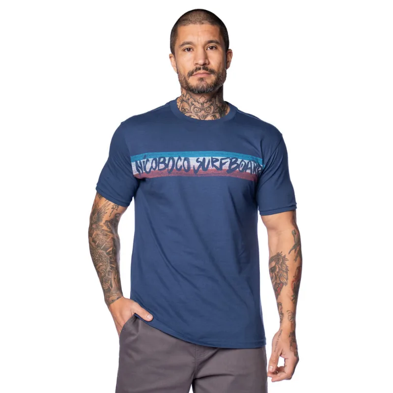 Camiseta Masculina Nico Boco Surfboards Azul - GG