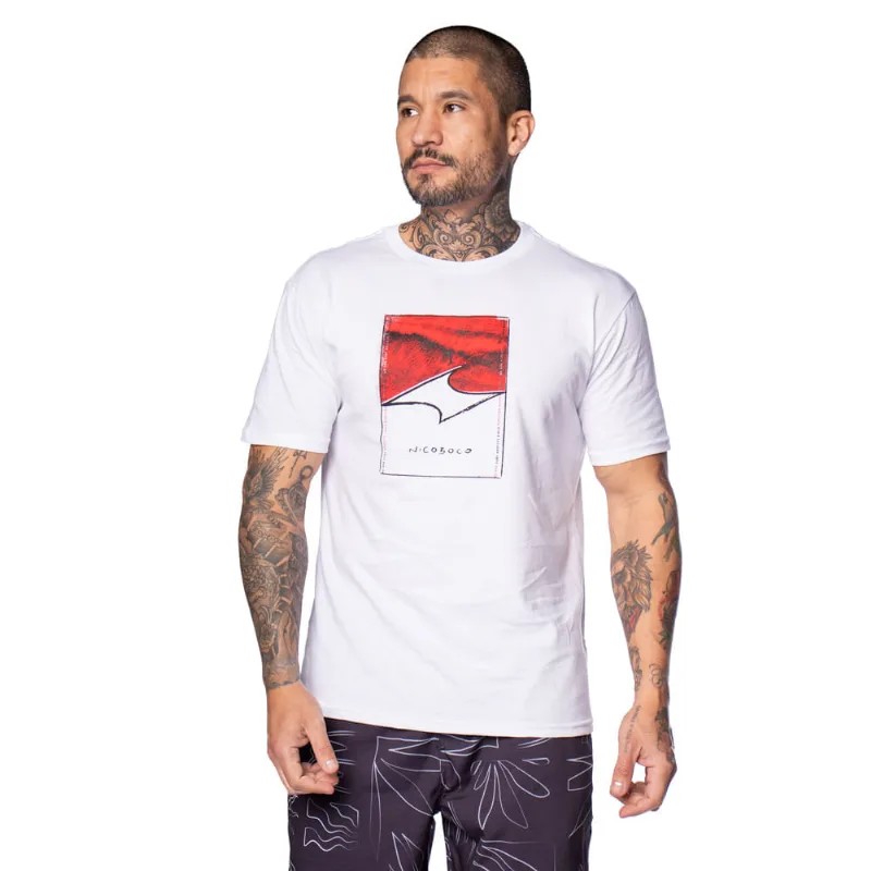Camiseta Masculina Nico Boco Estampada Branca - GG
