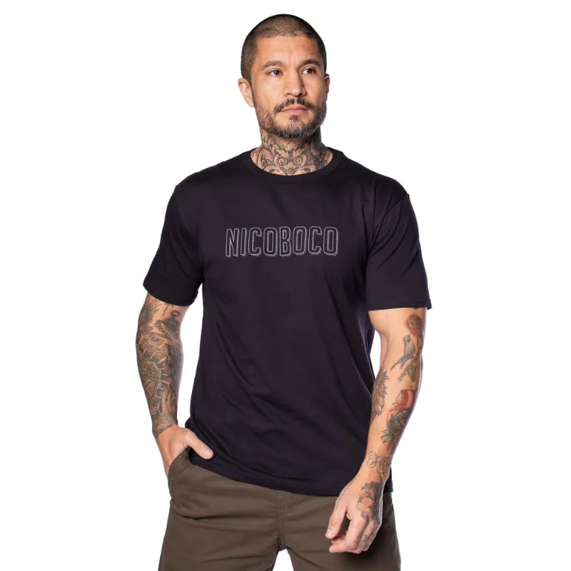 Camiseta Masculina Nico Boco Básica Logo Preta - P