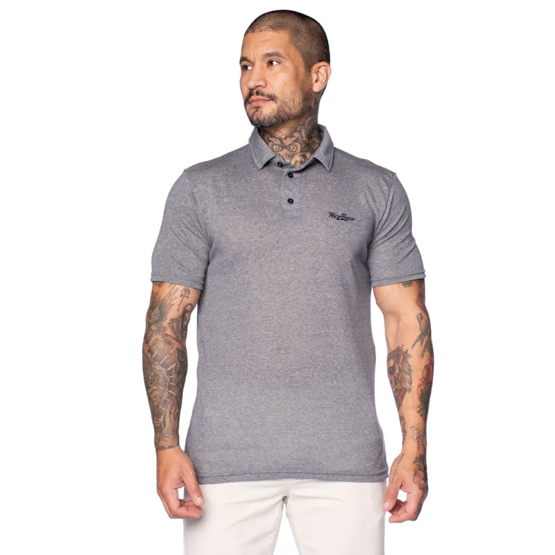 Camiseta Polo Masculina Nico Boco Slim Fit Cinza - G