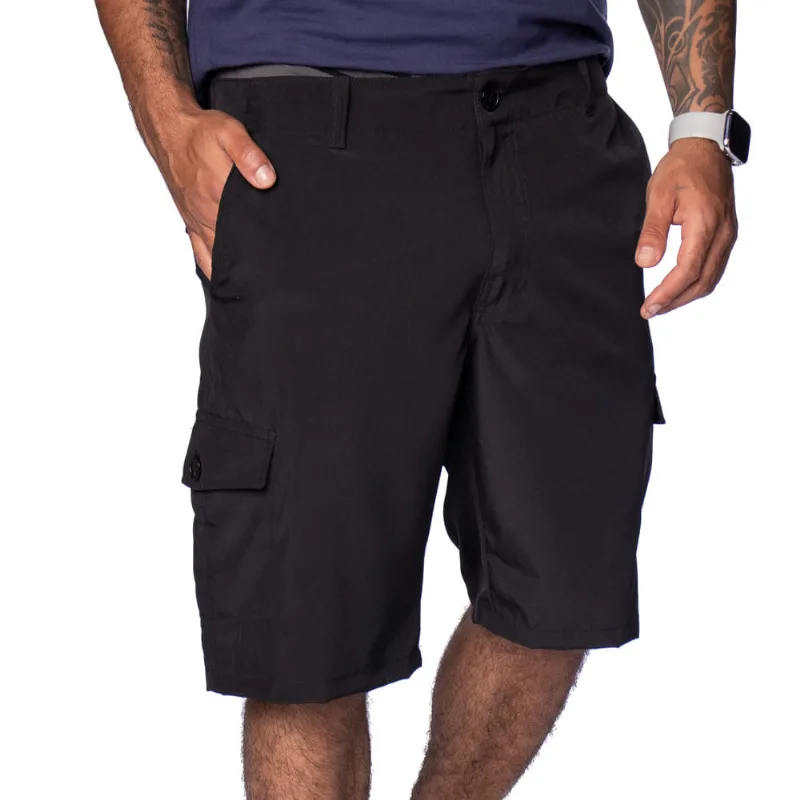 Bermuda Masculina Nicoboco em Tactel com Bolsos Cargo Preto - 40