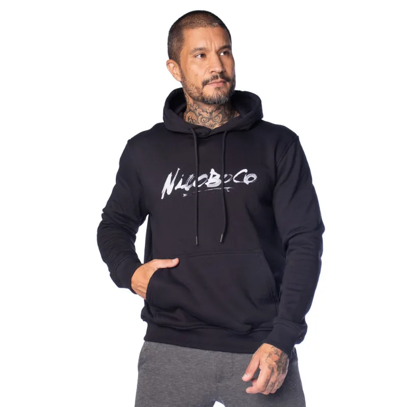 Moletom Masculino Nicoboco Canguru Logo Pincelado Preto - P