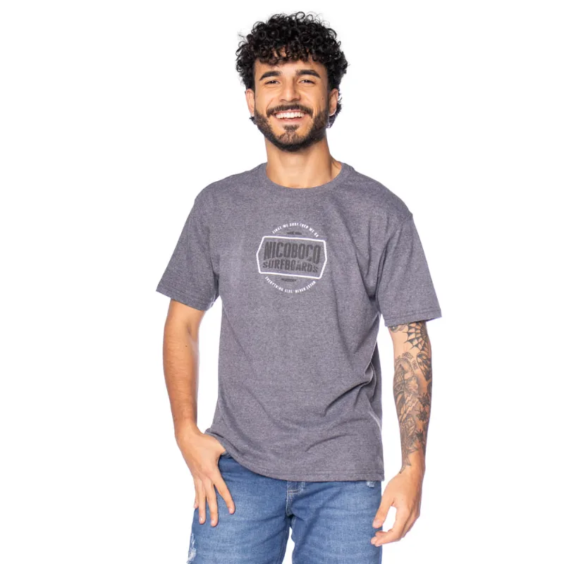 Camiseta Masculina Nicoboco Estampa Circular Cinza Escuro - M
