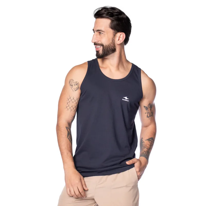 Regata Masculina Nicoboco Logo Relevo Branco/Marinho - G