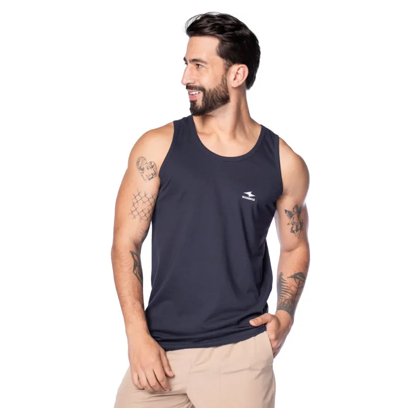 Regata Masculina Nicoboco Logo Relevo Branco/Marinho - GG