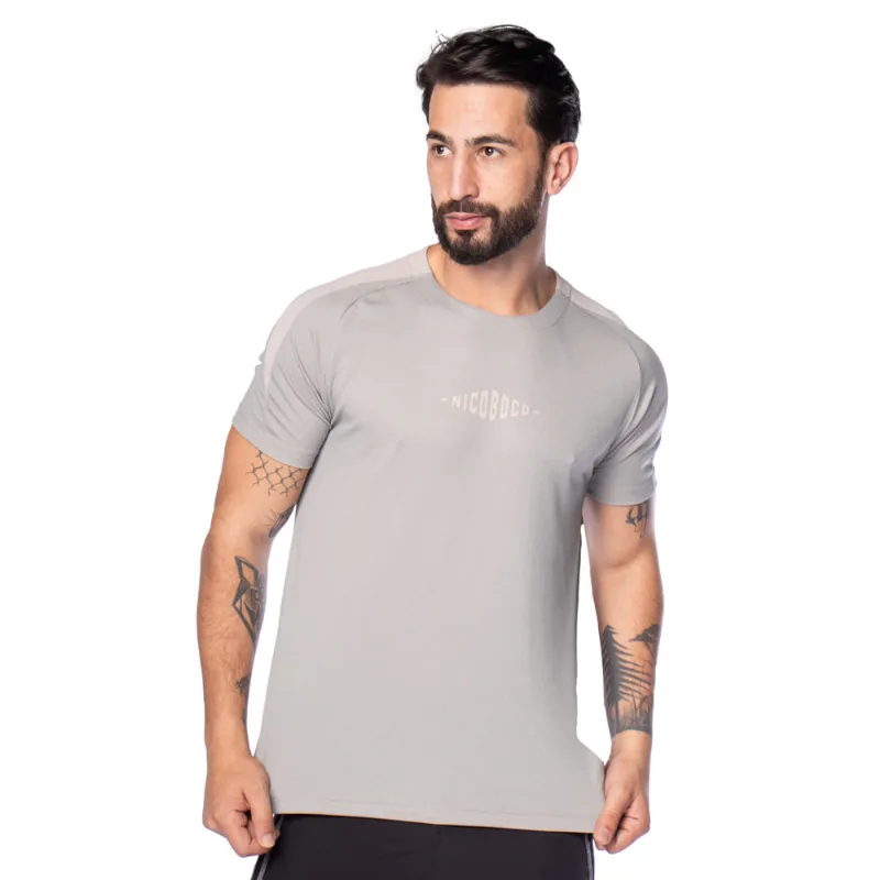 Camiseta Masculina Nicoboco Slim Fit Detalhe Ombros Caqui - G