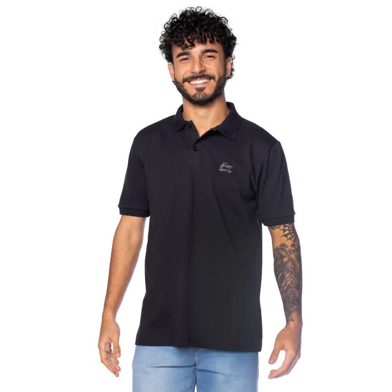 Camisa Polo Masculina Nicoboco Slim Manga Curta Preto - G