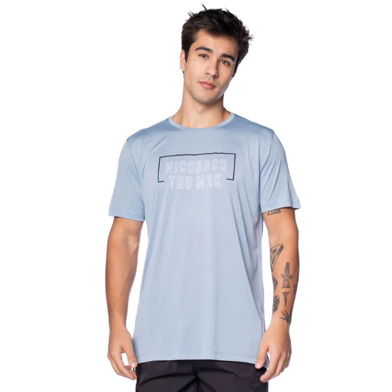 Camiseta Masculina Nicoboco Slim Fit Azul Mescla - M