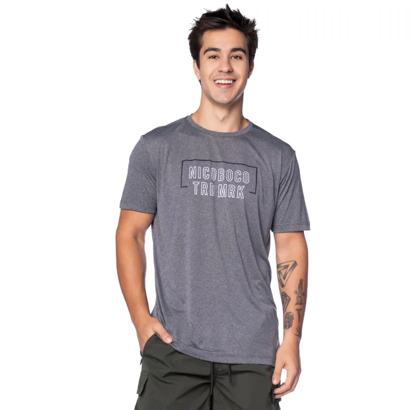 Camiseta Masculina Nicoboco Slim Fit Cinza Mescla - GG