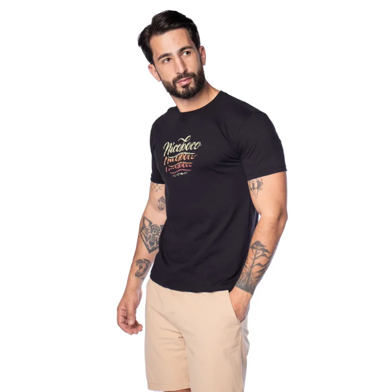 Camiseta Masculina Nicoboco Estampa Aquarela Preto - M