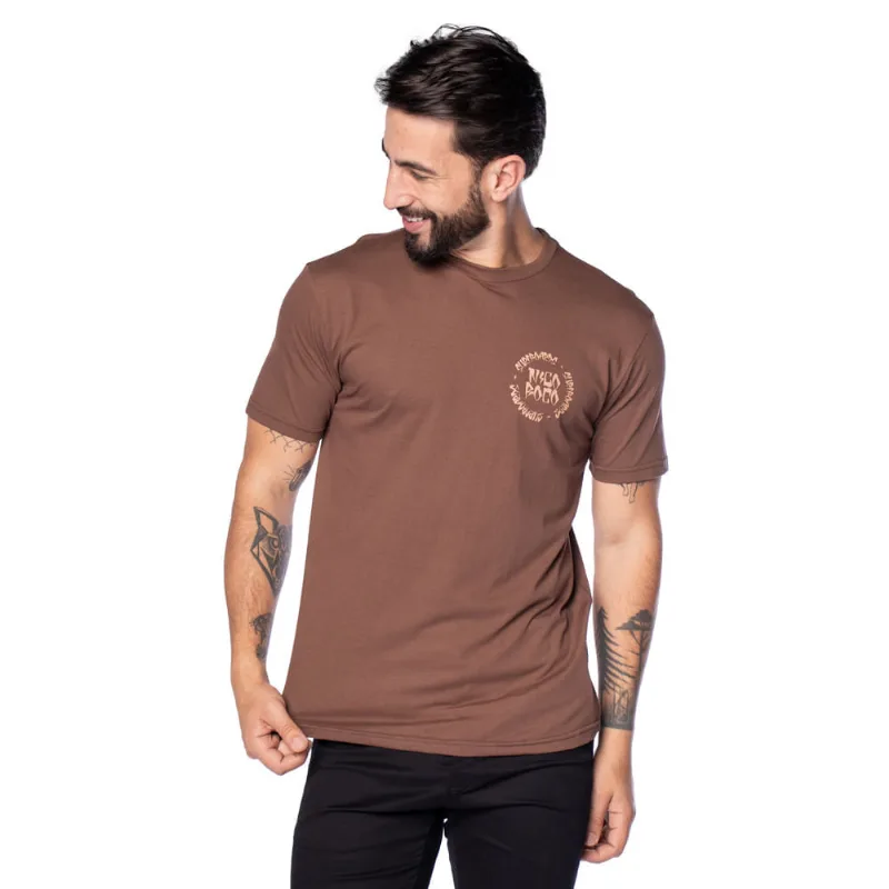 Camiseta Masculina Nicoboco Estampa Circular Urbana Marrom - P