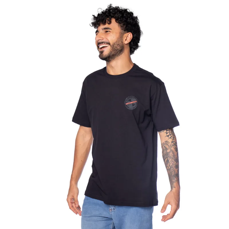 Camiseta Masculina Nicoboco Estampa Circular Preto - GG