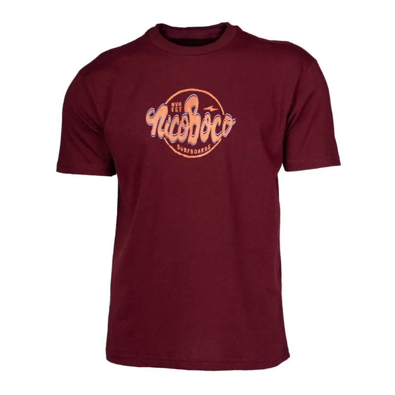 Camiseta Masculina Nicoboco Estampa Circular Bordo/Coral - P