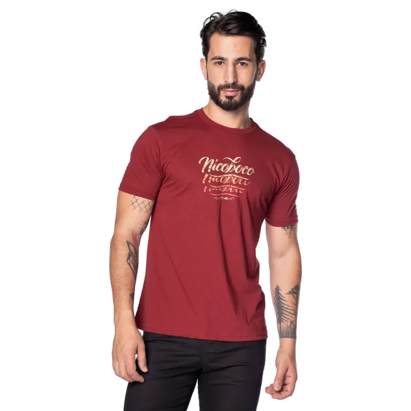 Camiseta Masculina Nicoboco Estampada Vinho - GG