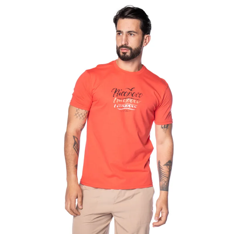 Camiseta Masculina Nicoboco Estampa Aquarela Coral - GG