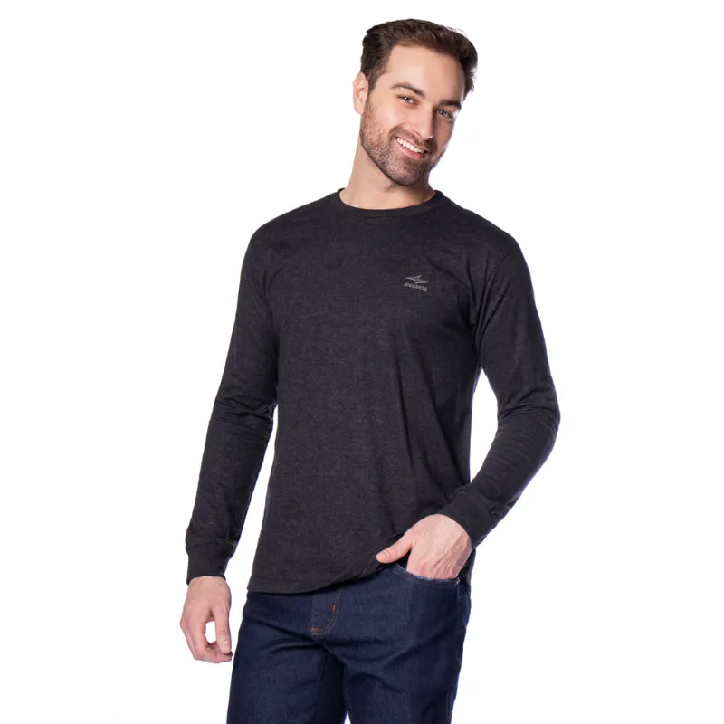 Camiseta Masculina Nicoboco Mesclada Manga Longa Preto - G