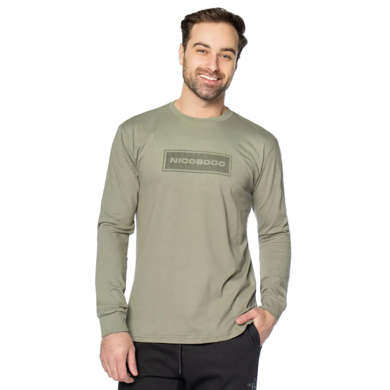 Camiseta Masculina Nicoboco Algodão Manga Longa Verde - G