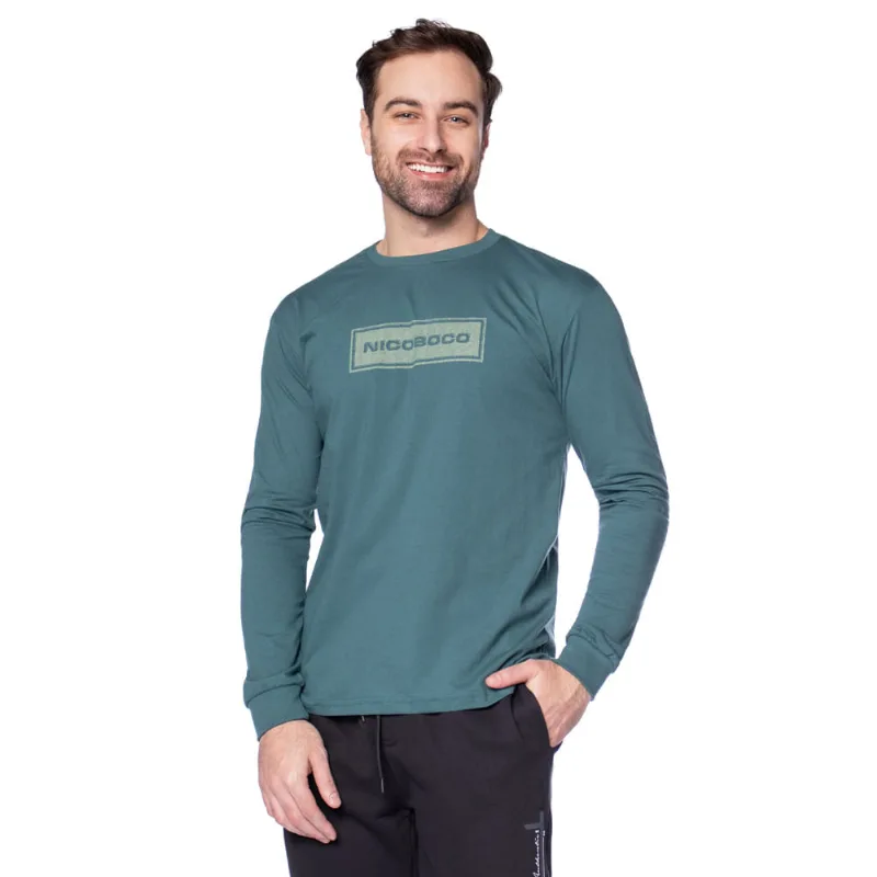 Camiseta Masculina Nicoboco Algodão Manga Longa Verde Escuro - M
