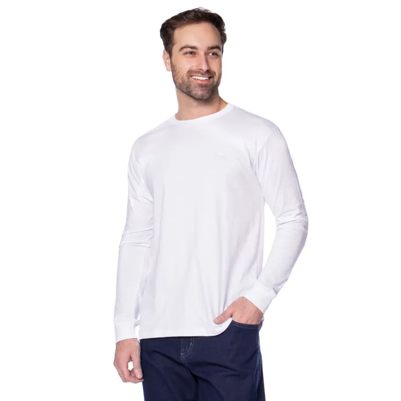 Camiseta Masculina Nicoboco Algodão Manga Longa Branco - P