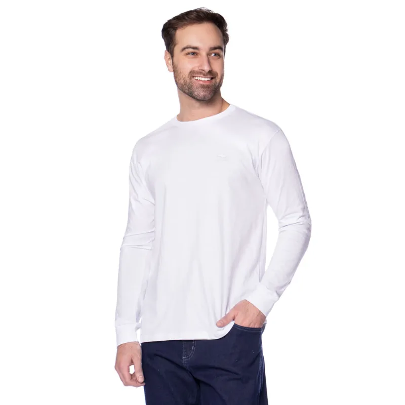 Camiseta Masculina Nicoboco Algodão Manga Longa Branco - GG