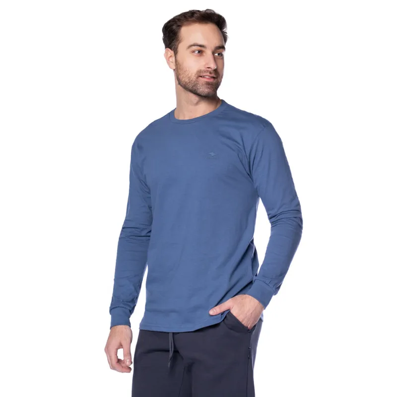 Camiseta Masculina Nicoboco Algodão Casual Manga Longa Azul - P