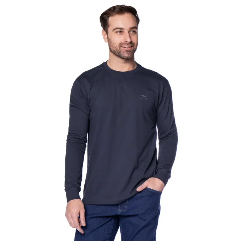 Camiseta Masculina Nicoboco Algodão Manga Longa Marinho - M