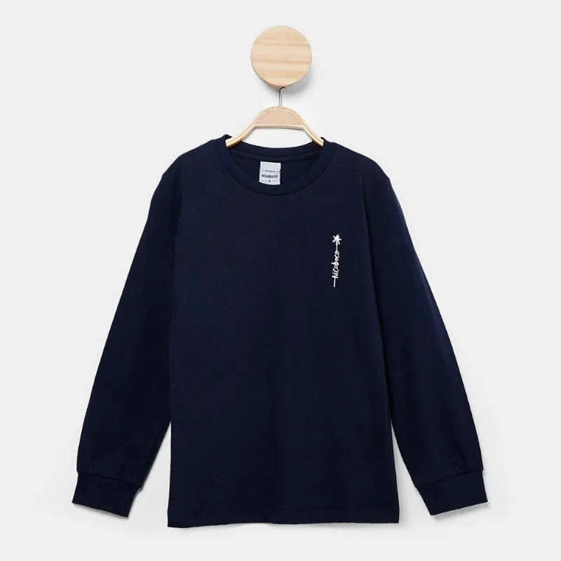 Camiseta Manga Longa Infantil Nicoboco Melody - Unissex - Marinho