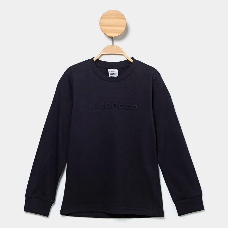 Camiseta Manga Longa Infantil Nicoboco Rhythm - Unissex - Preto