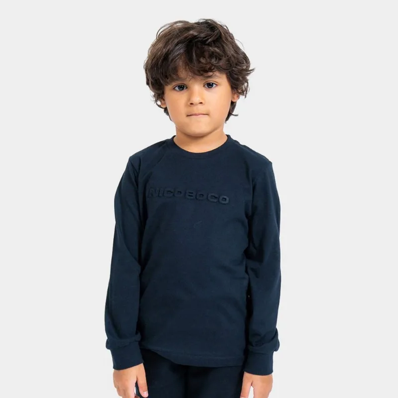 Camiseta Manga Longa Infantil Nicoboco Rhythm - Unissex - Chumbo