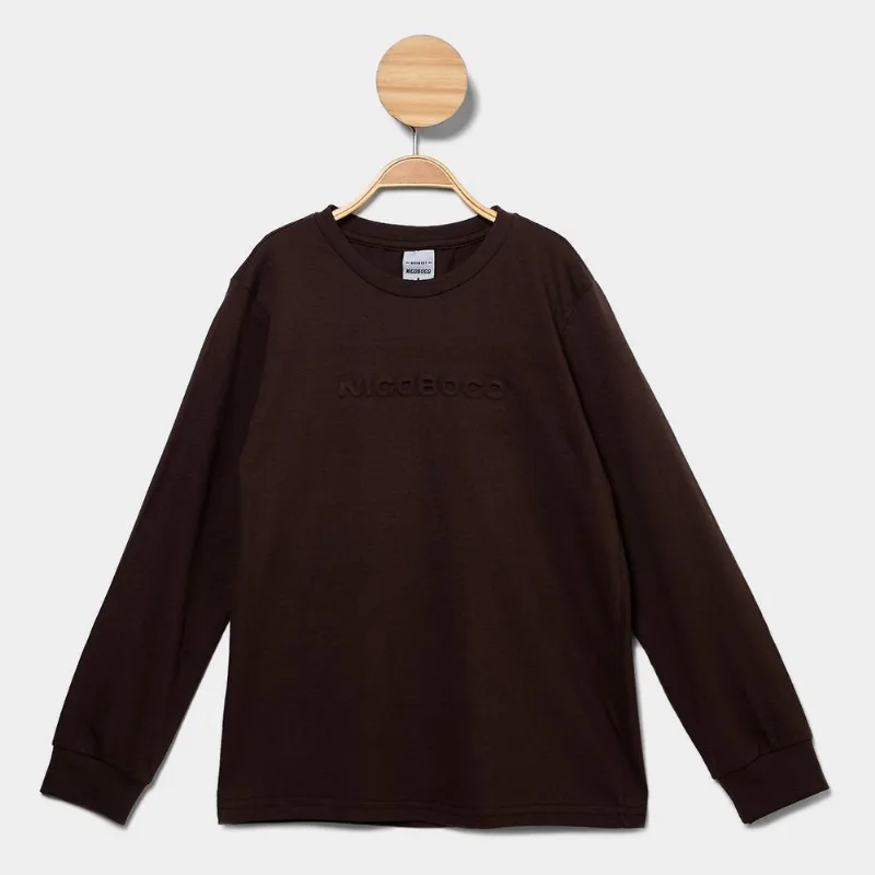 Camiseta Manga Longa Infantil Nicoboco Rhythm - Unissex - Marrom