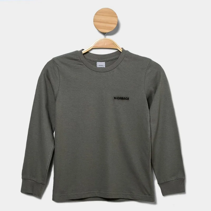 Camiseta Manga Longa Infantil Nicoboco Chord - Unissex - Verde