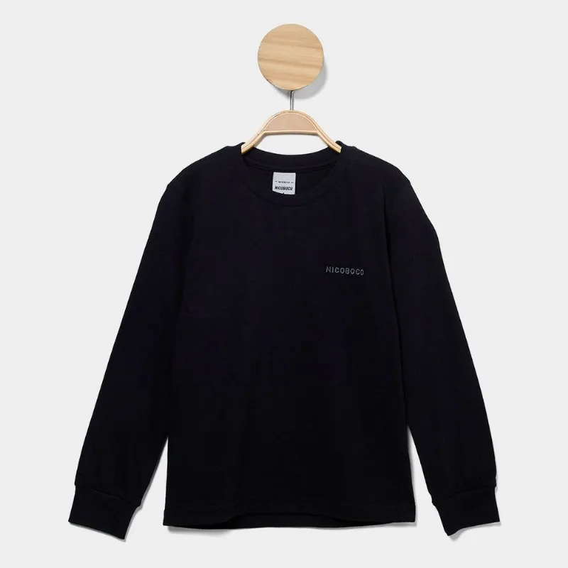 Camiseta Manga Longa Infantil Nicoboco Chord - Unissex - Preto