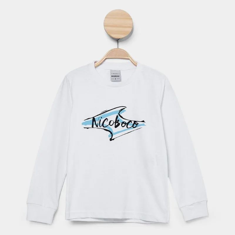 Camiseta Manga Longa Infantil Nicoboco Harmony - Unissex - Branco