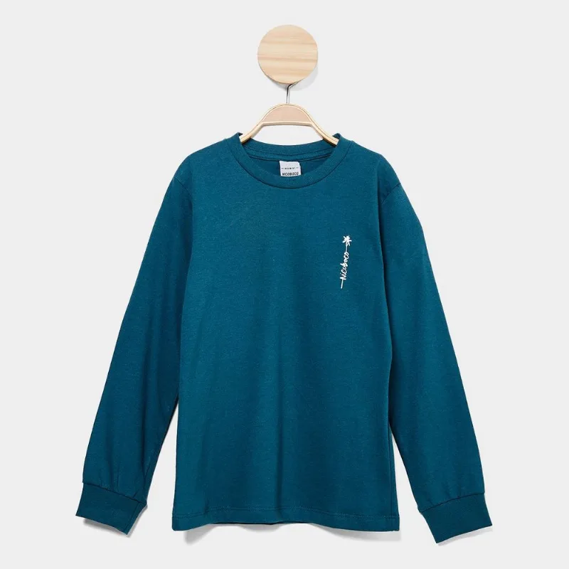 Camiseta Manga Longa Infantil Nicoboco Melody - Unissex - Verde escuro