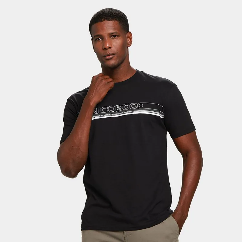 Camiseta Nicoboco Básica Heron Masculina - Masculino - Preto