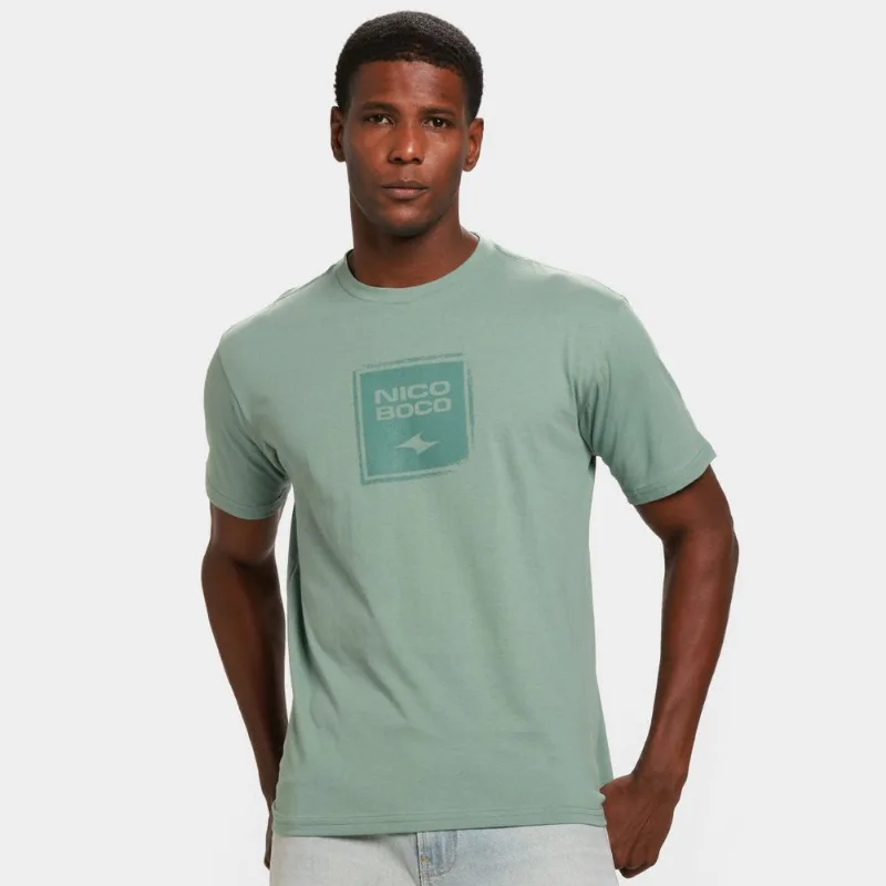 Camiseta Nicoboco Básica Spray Masculina - Masculino - Verde