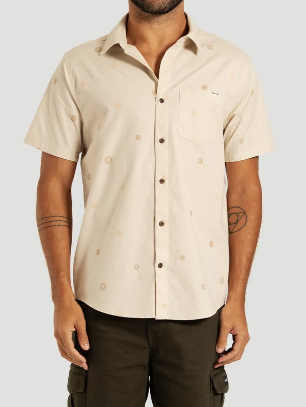Camisa Manga Curta Areia Hurley One and Only Lido Stretch P / AREIA